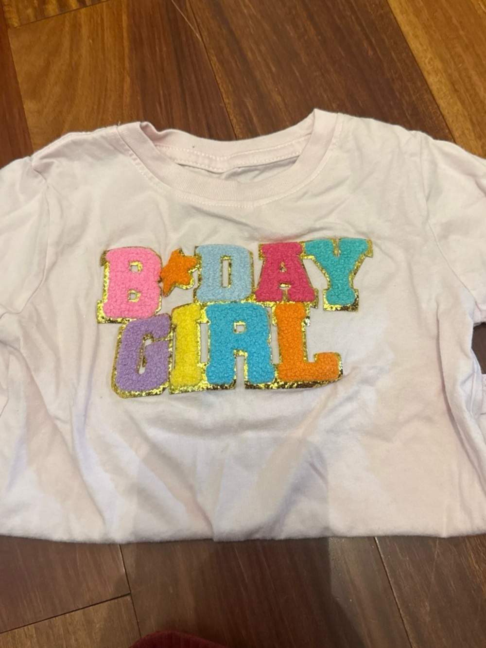 Birthday Girl Pink Long Sleeve Tee with Colorful Appliqué